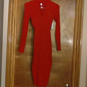 NWT- Long, tight red dress